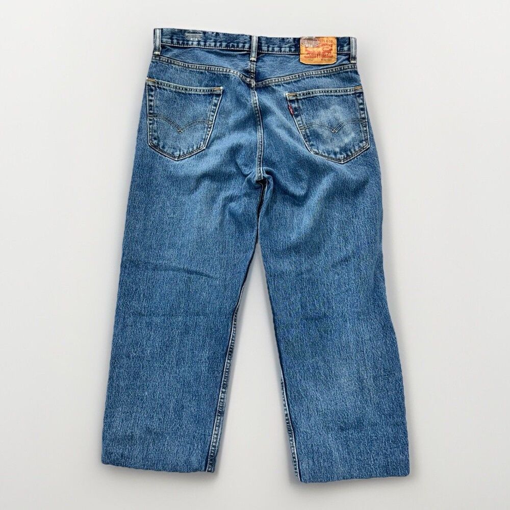 Levi's 550 Jeans Men's 36x25 Relaxed Fit Tapered Straight Leg Blue Denim